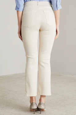 Pantaloni flare in drill - Ecru
