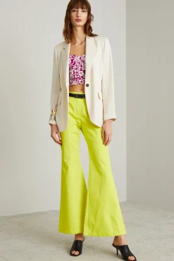 Pantaloni flare in gabardina - Giallo Acceso