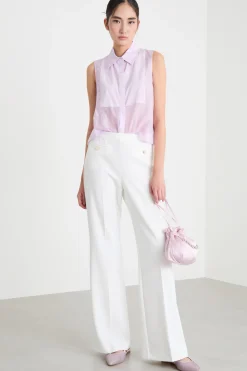 Pantaloni flare in jersey crepe - Bianco