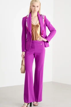 Pantaloni flare in jersey crepe - Viola