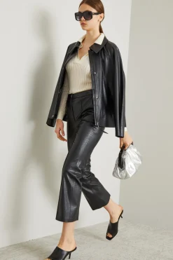 Pantaloni flare in jersey spalmato stampa cocco - Nero