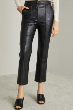 Pantaloni flare in jersey spalmato stampa cocco - Nero