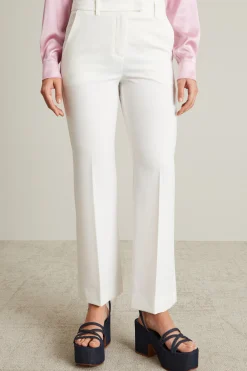 Pantaloni flare in tela stretch - Bianco