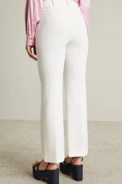 Pantaloni flare in tela stretch - Bianco
