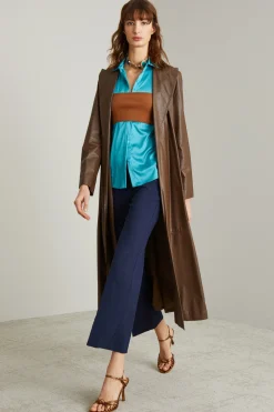 Pantaloni flare in tela stretch - Blu