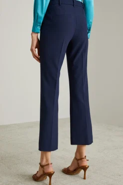 Pantaloni flare in tela stretch - Blu