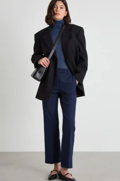 Pantaloni flare in tela stretch - Blu Notte
