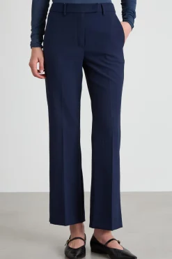 Pantaloni flare in tela stretch - Blu Notte