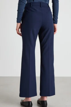 Pantaloni flare in tela stretch - Blu Notte