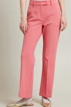 Pantaloni flare in tela stretch - Rosa Scuro