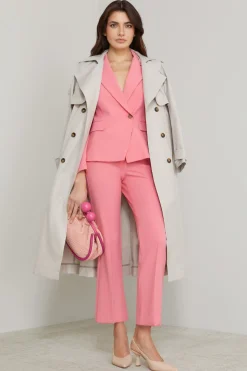 Pantaloni flare in tela stretch - Rosa Scuro