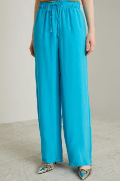 Pantaloni fluidi con coulisse - Turchese