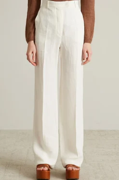 Pantaloni in batavia di lino - Bianco
