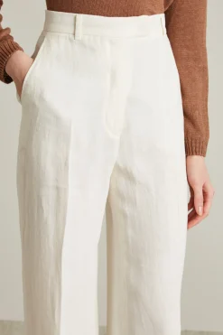 Pantaloni in batavia di lino - Bianco