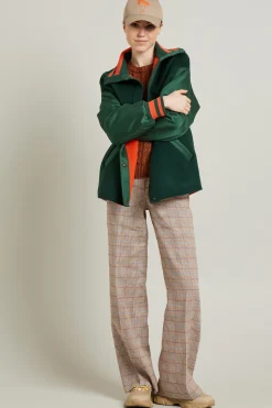Pantaloni in batavia tinto filo - Marrone