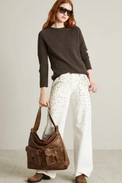 Pantaloni in bull con strass - Bianco