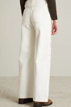 Pantaloni in bull con strass - Bianco