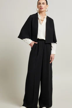 Pantaloni in cady con pieghe - Nero