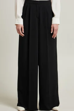 Pantaloni in cady con pieghe - Nero