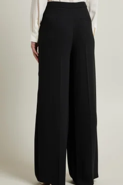 Pantaloni in cady con pieghe - Nero