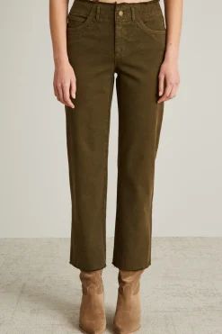 Pantaloni in cotone stretch - Verde Kaki