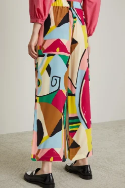 Pantaloni in crépe de chine - Beige Giallo Rosa