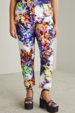 Pantaloni in drill stampato - Viola Bianco Arancione