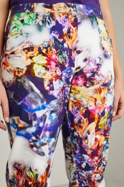 Pantaloni in drill stampato - Viola Bianco Arancione
