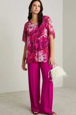 Pantaloni in enver satin - Fucsia