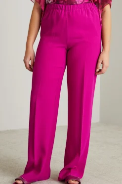 Pantaloni in enver satin - Fucsia