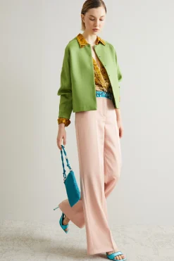 Pantaloni in enver satin - Rosa Polvere