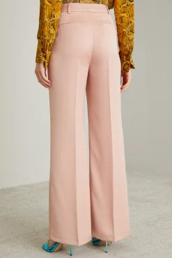 Pantaloni in enver satin - Rosa Polvere