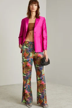 Pantaloni in enver satin - Verde Blu