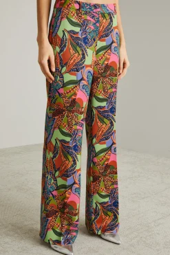 Pantaloni in enver satin - Verde Blu
