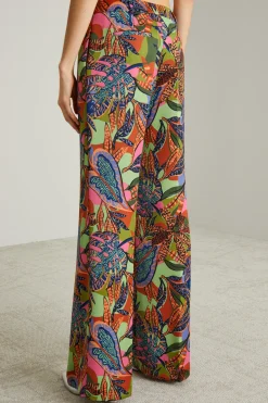Pantaloni in enver satin - Verde Blu