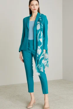 Pantaloni in envers satin - Azzurro Petrolio