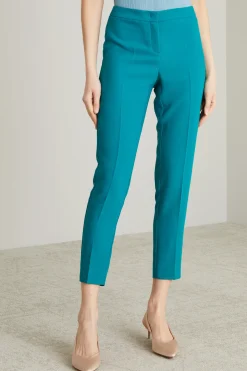 Pantaloni in envers satin - Azzurro Petrolio