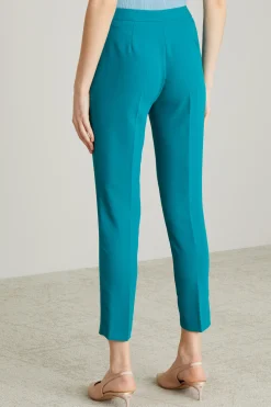 Pantaloni in envers satin - Azzurro Petrolio