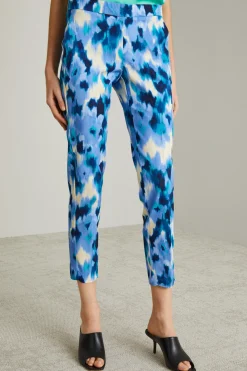 Pantaloni in faille a fantasia - Blu Lilla Bianco