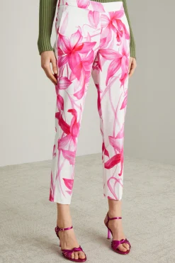 Pantaloni in faille a fantasia - Fuxia Bianco