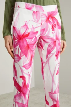 Pantaloni in faille a fantasia - Fuxia Bianco