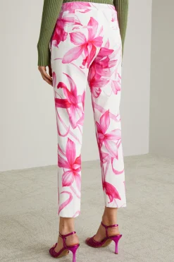 Pantaloni in faille a fantasia - Fuxia Bianco