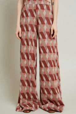 Pantaloni in jacquard lamè - Ruggine