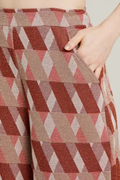 Pantaloni in jacquard lamè - Ruggine
