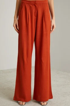 Pantaloni in jersey crépe - Terracotta