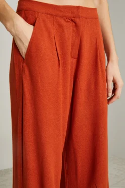 Pantaloni in jersey crépe - Terracotta