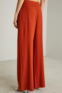 Pantaloni in jersey crépe - Terracotta