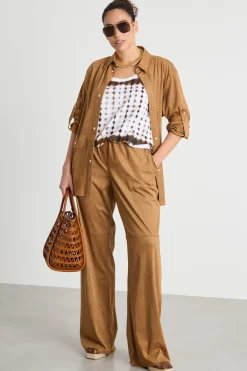 Pantaloni in jersey dal finish vellutato - Cammello