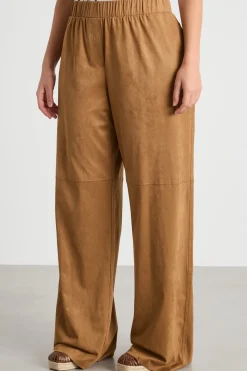 Pantaloni in jersey dal finish vellutato - Cammello