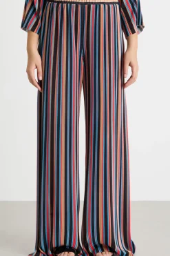 Pantaloni in jersey plissé - Nero Blu Rosa